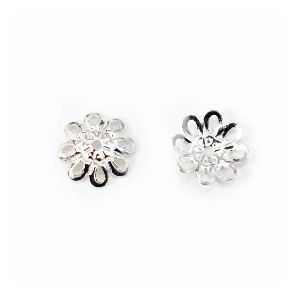 925 Sterling Silver Flower Saucers 8mm x 4pcs