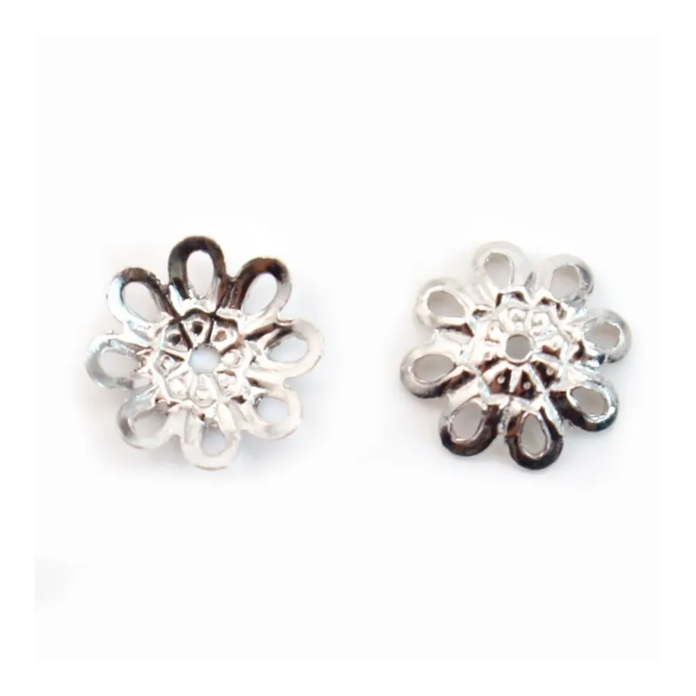 Coupelle Fleur Argent 925 Rhodié 8mm x 4pcs