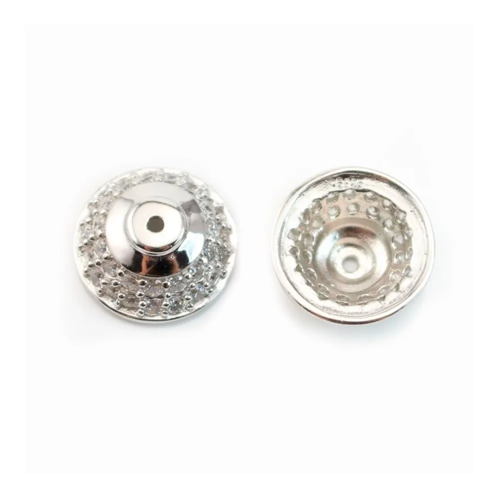 Coupelle & Zircon Argent 925 Rhodié 13mm  x 1pc