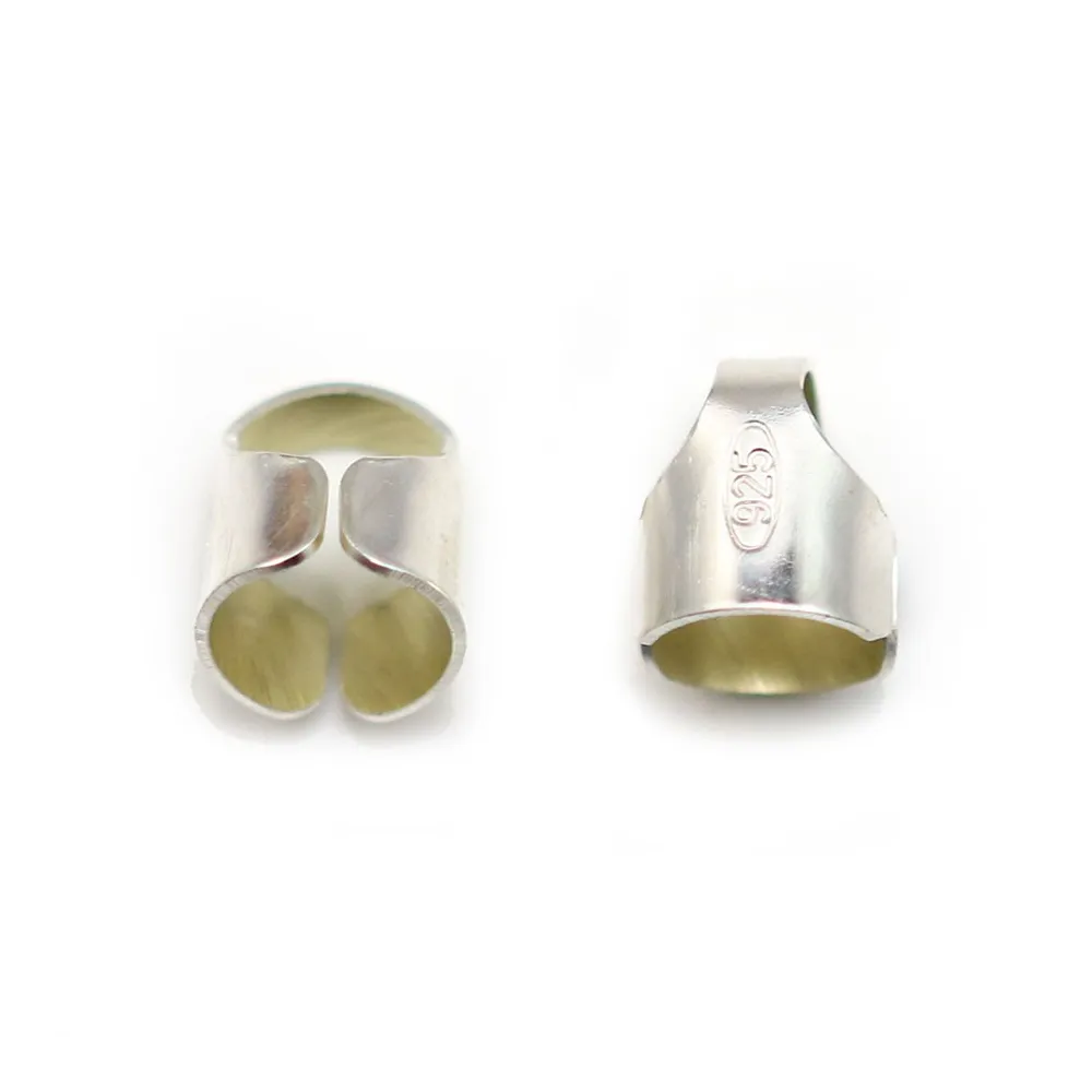 Embout en argent 925, pour cordon et cuir, 5mm x 4pcs