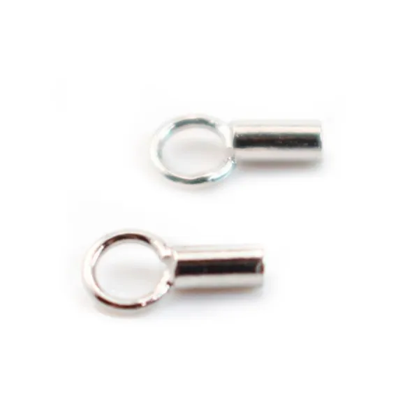 Embouts  pour cordon 1 mm argent 925 Rhodié x4pcs