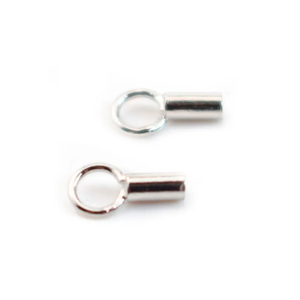 Embouts  pour cordon 1 mm argent 925 Rhodié x4pcs