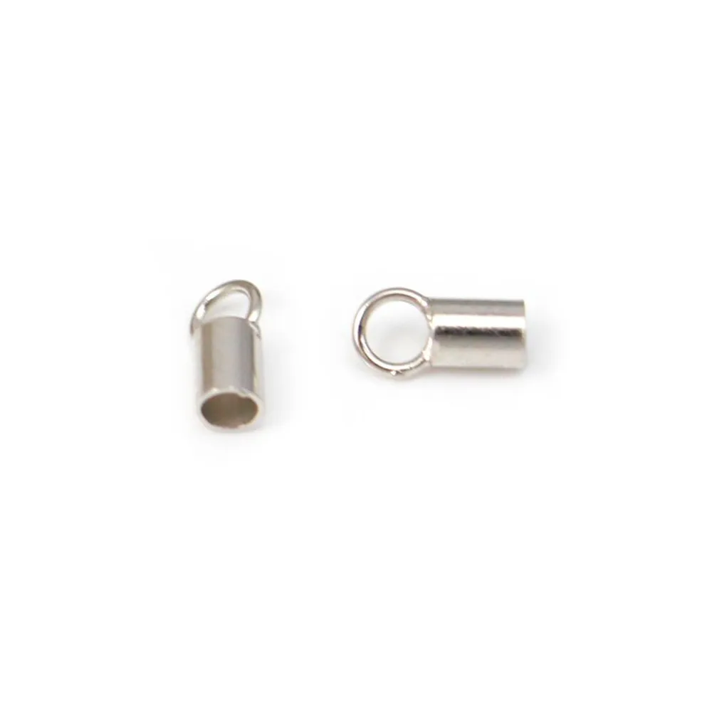 Terminator for cords,  925 silver Rhodium  1.5 mm en x 4pcs 
