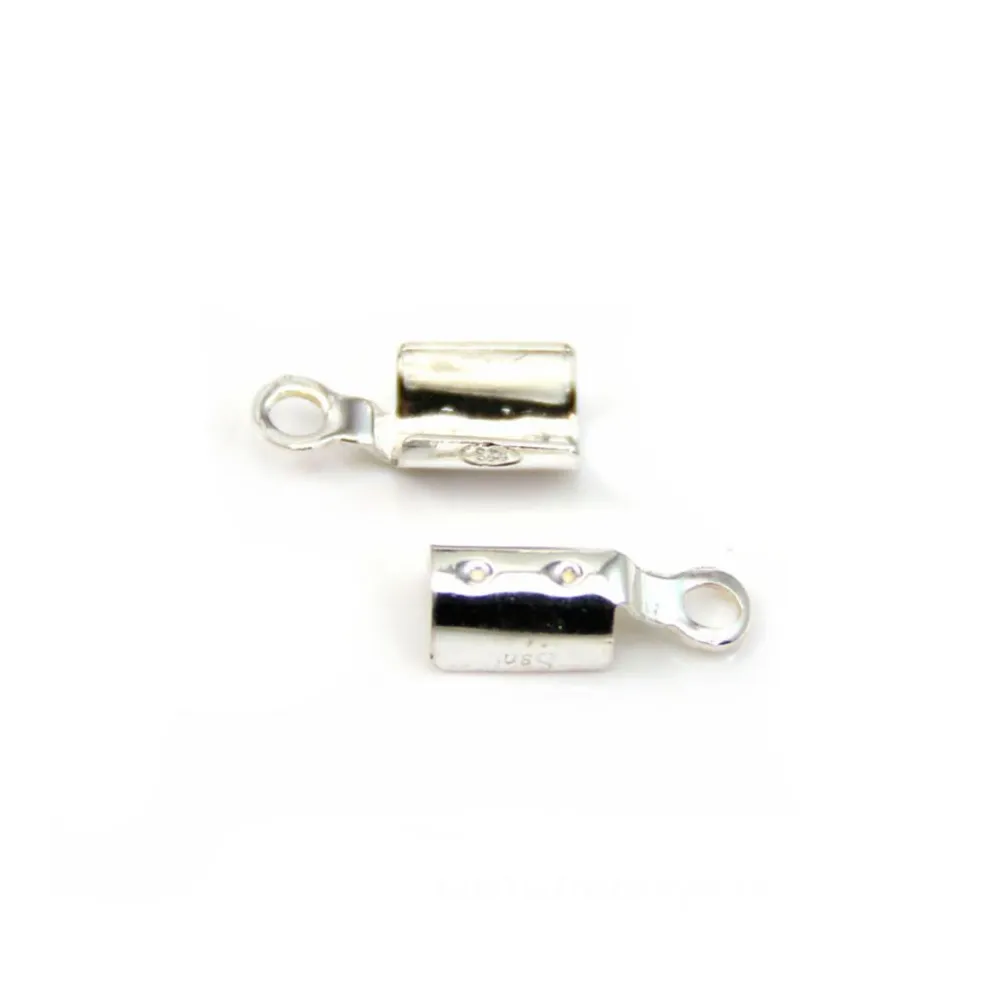 Embout pince pour lacet plat, 3mm argent 925 x 2pcs