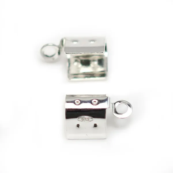 Embout pince en argent 925, pour cordon et lacet, 4mm x 4pcs
