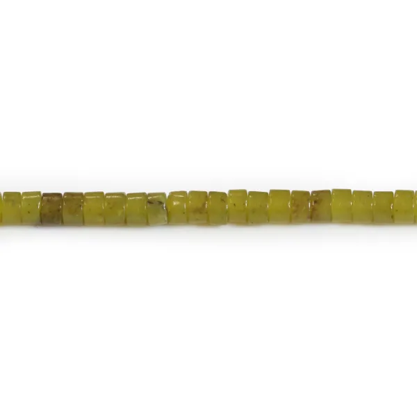 Jade coréen jaune vert, en forme de Heishi, 2x4mm x 40cm
