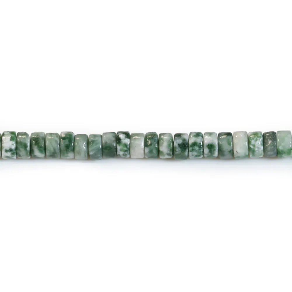 Jaspe de tache verte, en forme de rondelle Heishi 2x4mm x 40cm