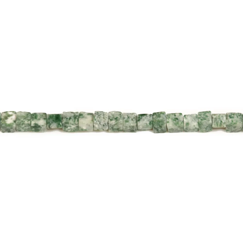 Jaspe de tache verte, en forme de cube, 4mm x 38cm