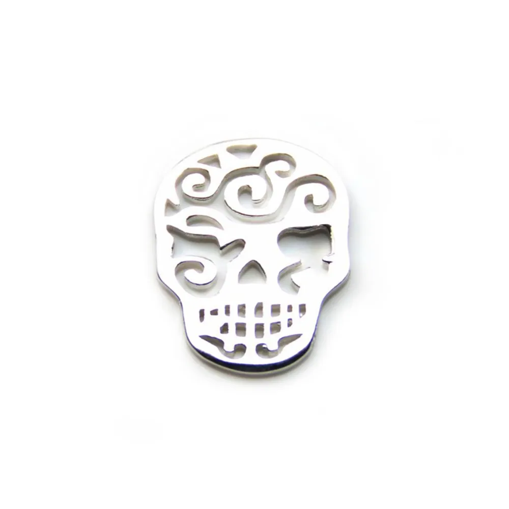 Tête de mort ajourée argent 925 ,13x16mm  x 1pc