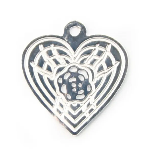  intercalaire Coeur ajouté Argent 925 11x11mm x 2 pc