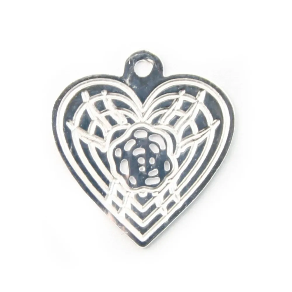  intercalaire Coeur ajouté Argent 925 11x11mm x 2 pc