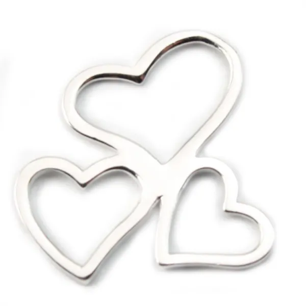 Argent 925 intercalaire trois coeurs ajouté 20 mm x 1pc