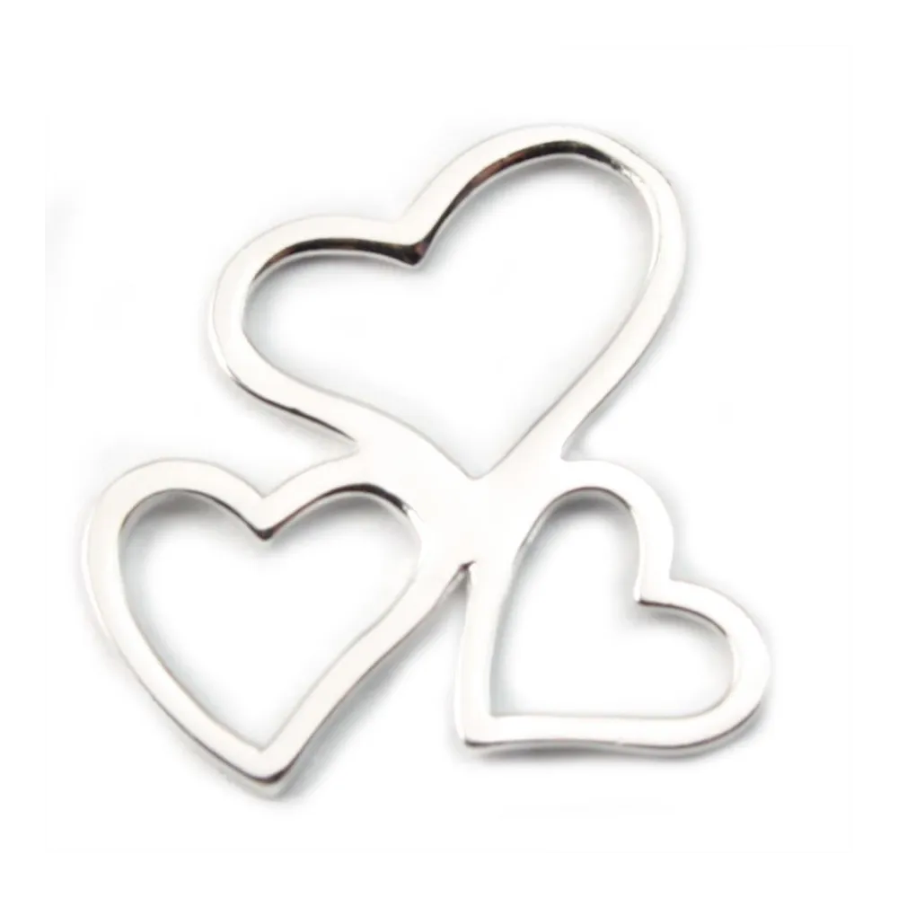 Argent 925 intercalaire trois coeurs ajouté 20 mm x 1pc