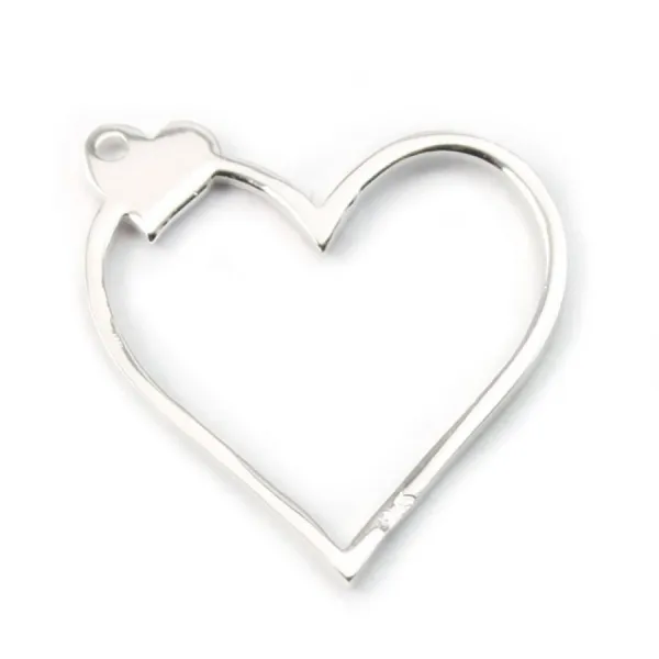 Silver  925 openwork heart spacer  20x20mm x  1pc