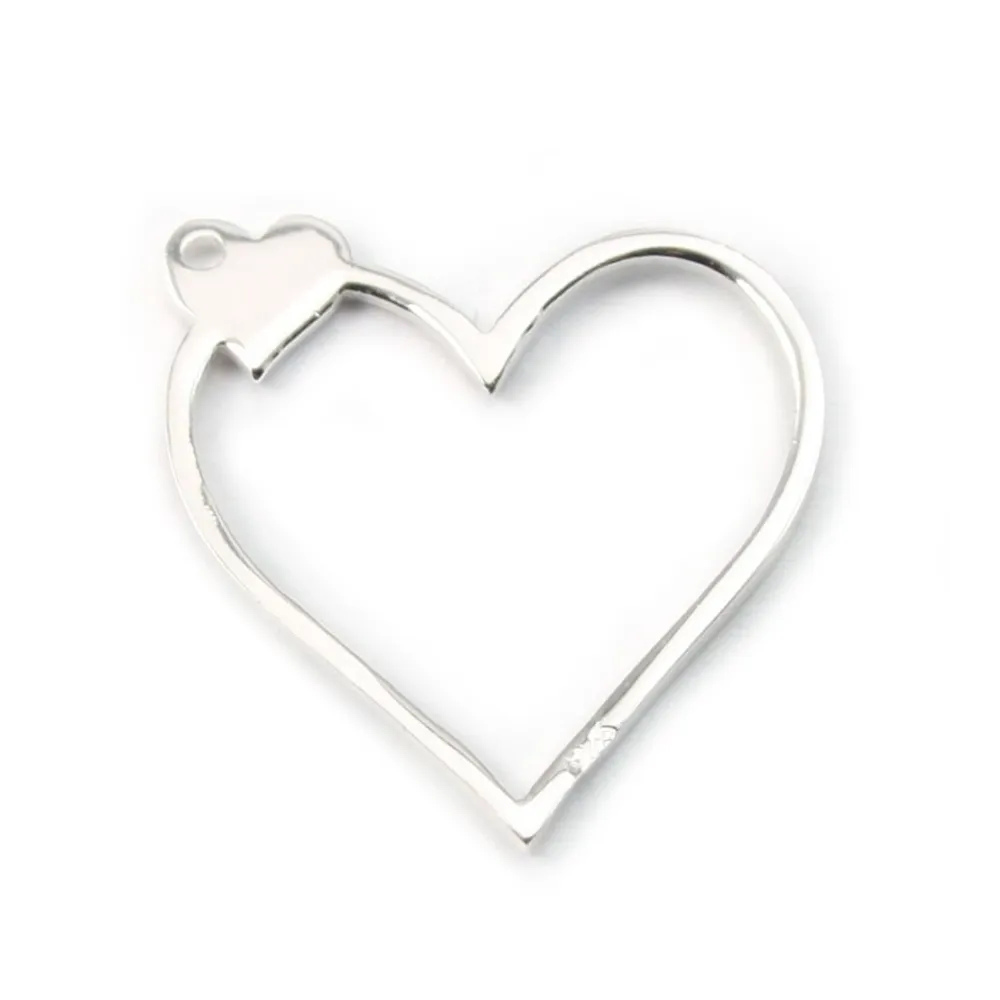 Argent 925 intercalaire coeur ajouté 20x20 mm x 1pc