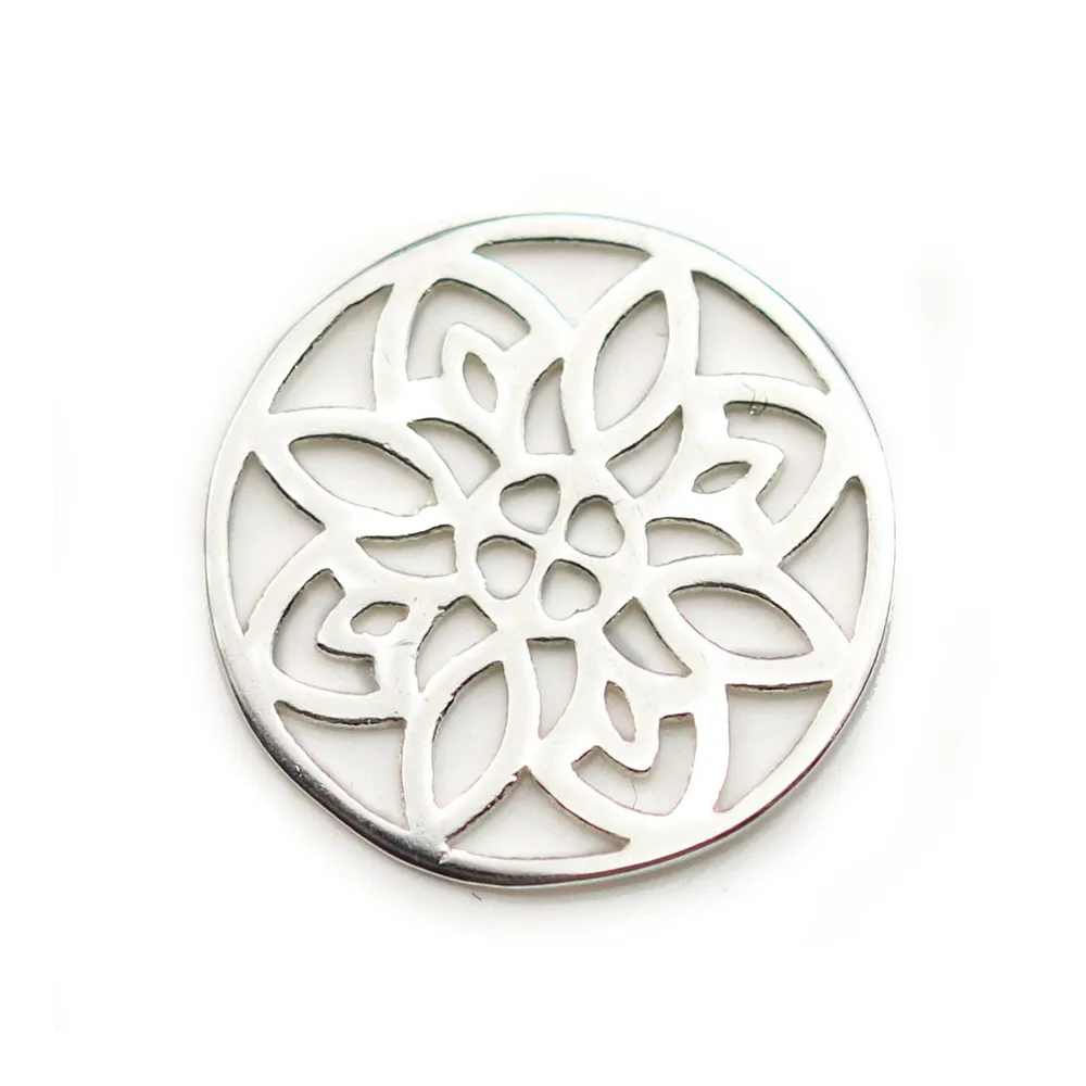 Estampe en argent 925, en forme de fleur cerclé, 14.5mm x 1pc