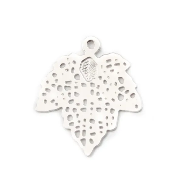 Breloque feuille Ajouté12x15 mm Argent  925 x 2 pc