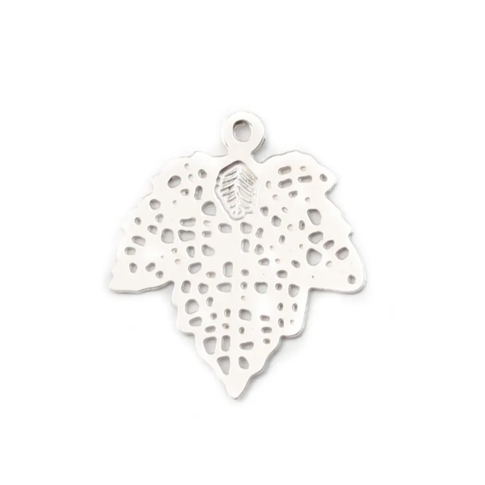 Breloque feuille Ajouté12x15 mm Argent  925 x 2 pc