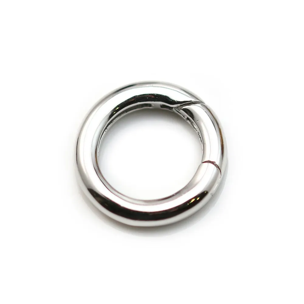 Argent 925  Rhodié Fermoir mousqueton rond17mm  x 1 pcs 