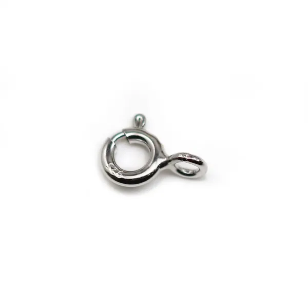 Argent 925 Rhodié Fermoir Anneau Ressort  5mm x 2pcs