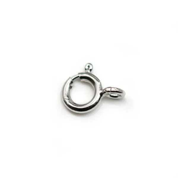 Spring ring clasp,  silver 925 rhodium 7mm x 1pc