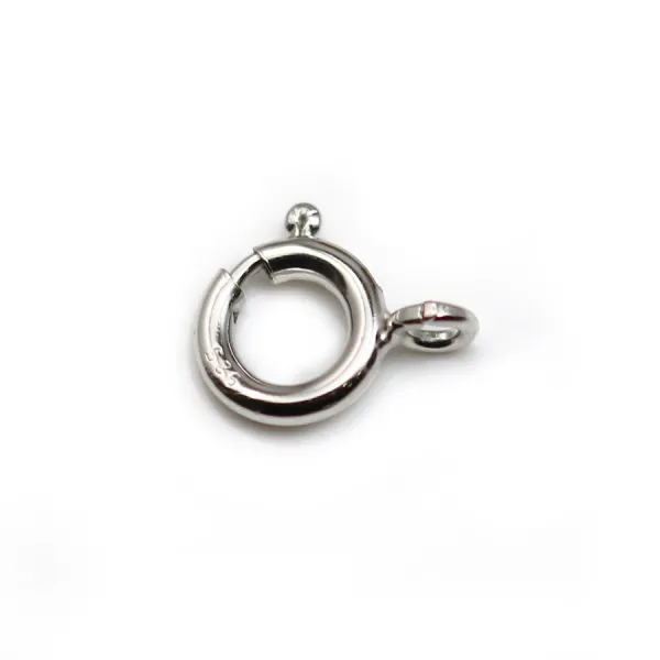 Spring ring clasp, 925 silver rhodium 8mm x 1pc