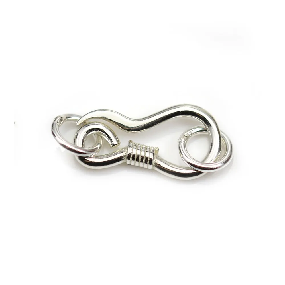 Fermoir à crochet en argent 925, avec 2 anneaux, 9 * 18mm x 1pc