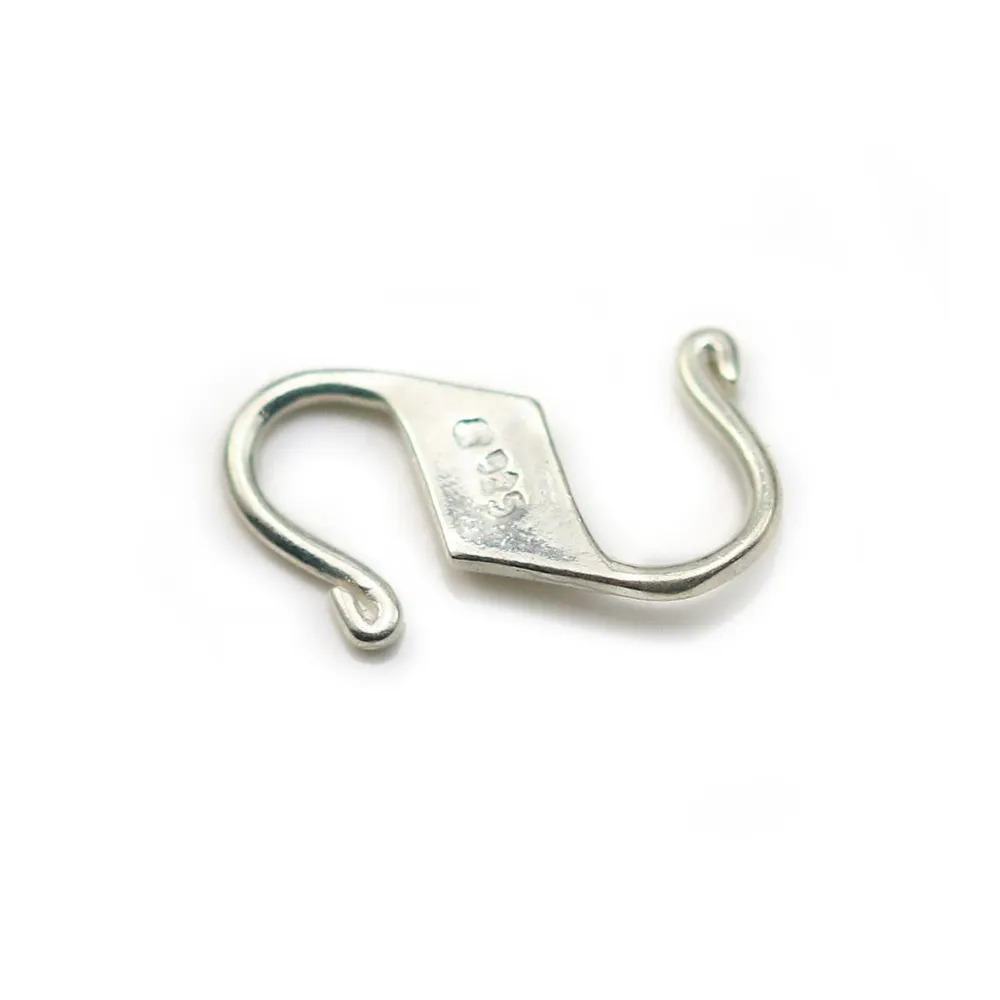 Argent 925  Fermoir S 15x8mm x 2pcs 
