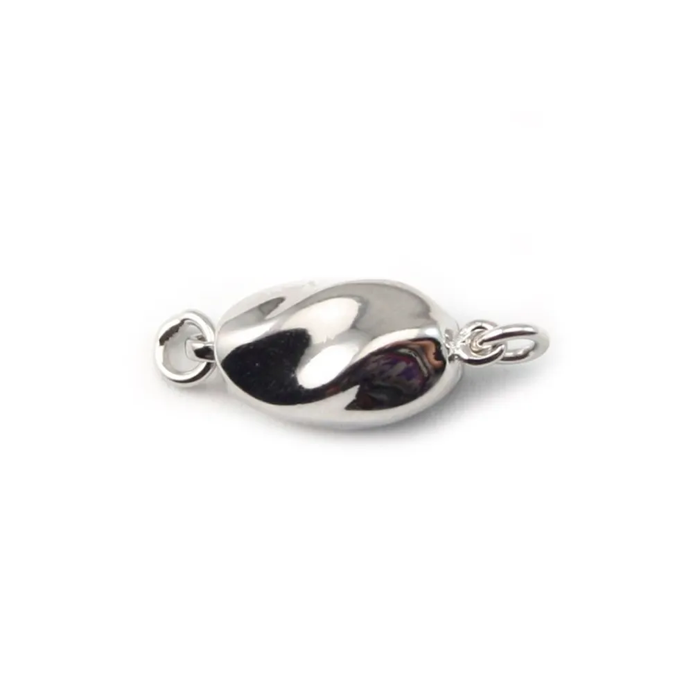 Fermoir rhodie Soufflet  oval argent  7.5x16mm x1pcs