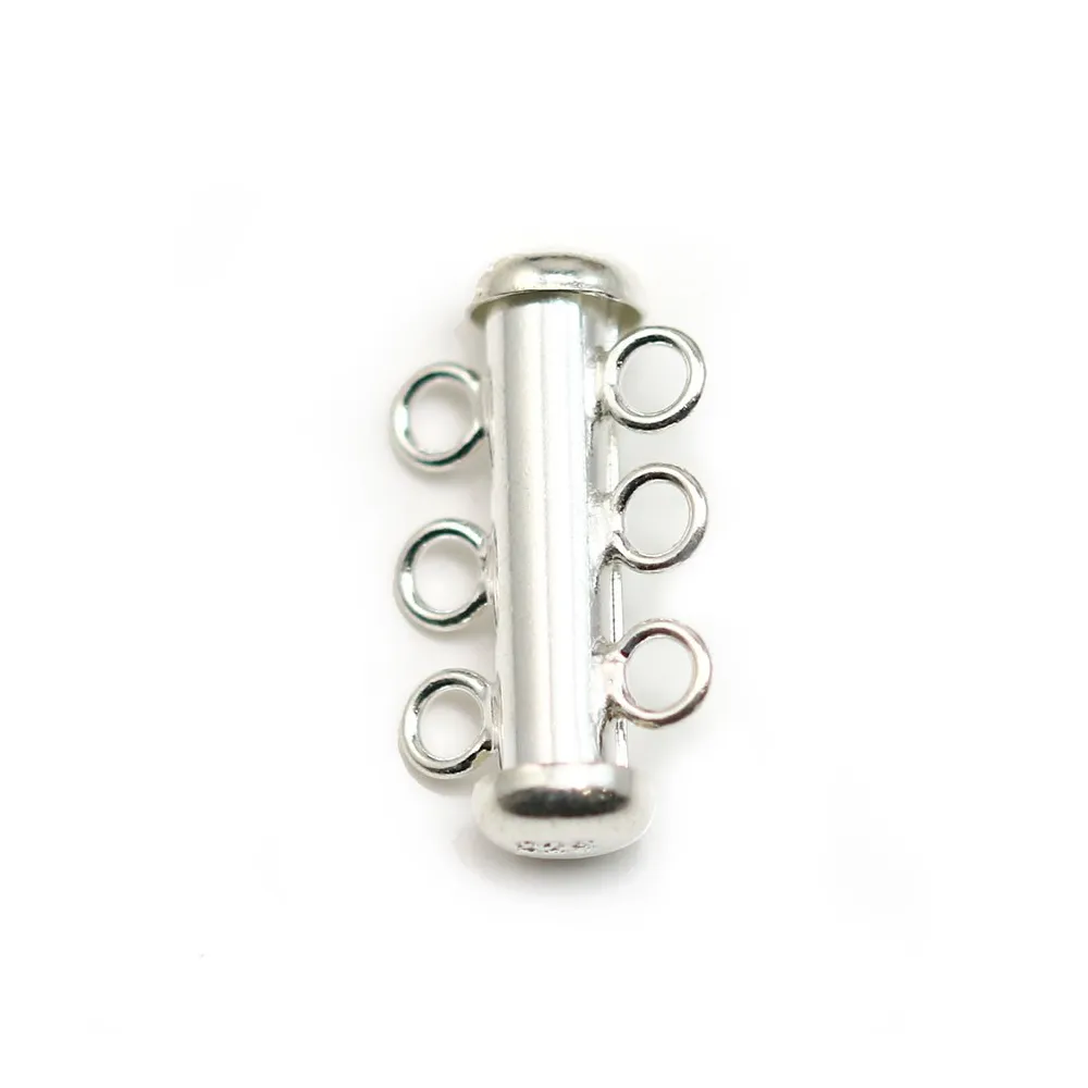 925 sterling silver 3 strands magneticn tube clasp 21mm x 1pc