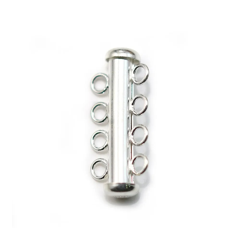 Argent 925 Fermoir Tube 4  Rang  26mm x 1pc