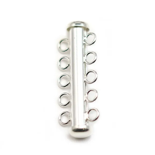 Argent 925 Fermoir Tube 5 Rang 30.5 mm x 1pc