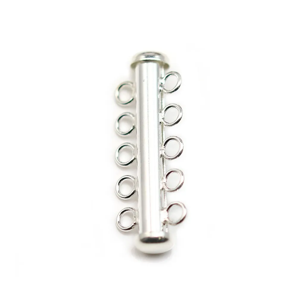 Argent 925 Fermoir Tube 5 Rang 30.5 mm x 1pc