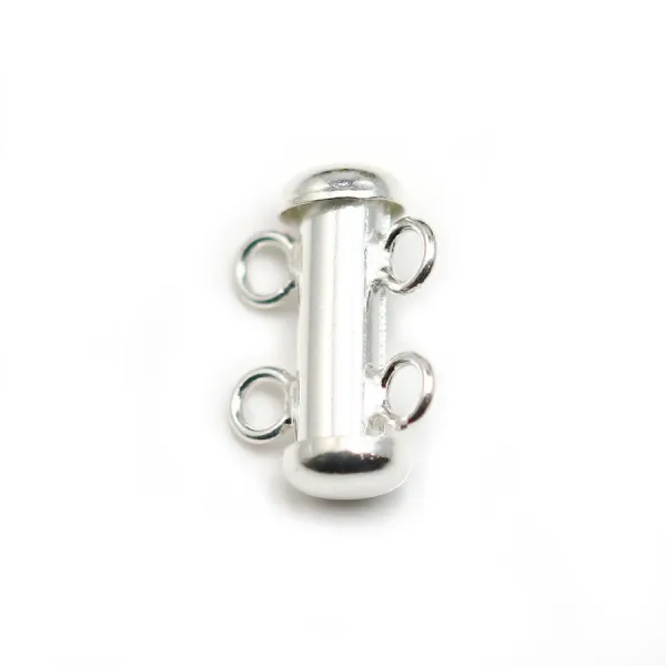 Argent 925 Fermoir Tube 2 Rang 15mm  x 1pc