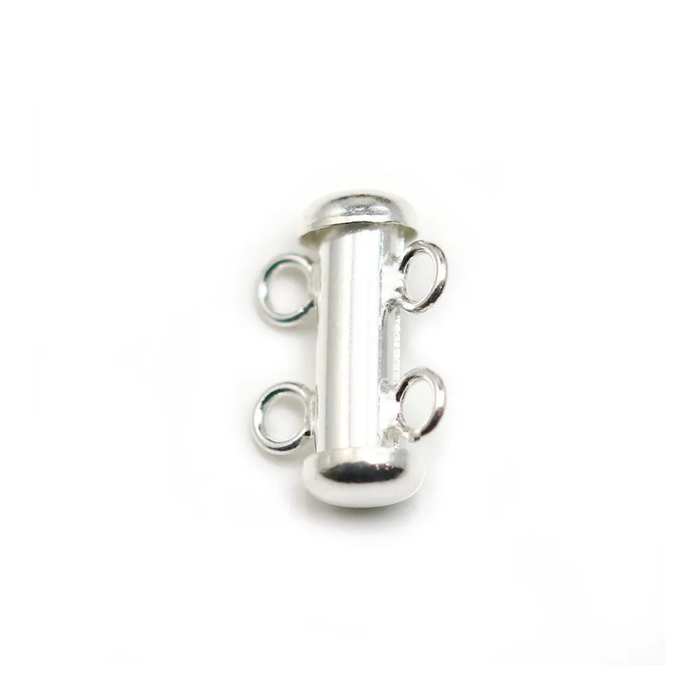Argent 925 Fermoir Tube 2 Rang 15mm  x 1pc