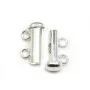Argent 925 Fermoir Tube 2 Rang 15mm  x 1pc