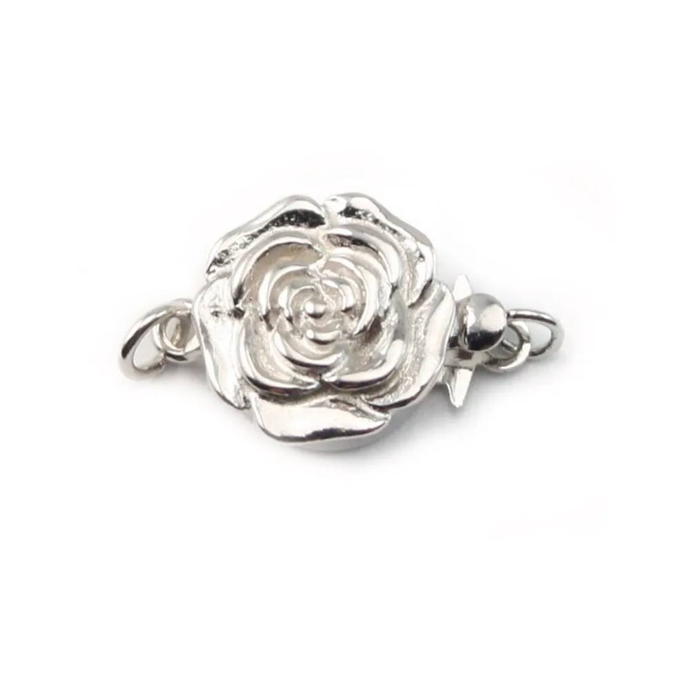 Argent 925 Fermoir Ronde Fleur 11mm x 1pc