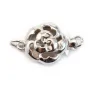 Fermoir Rond en Fleur, Argent 925 Rhodié 11mm x 1pc
