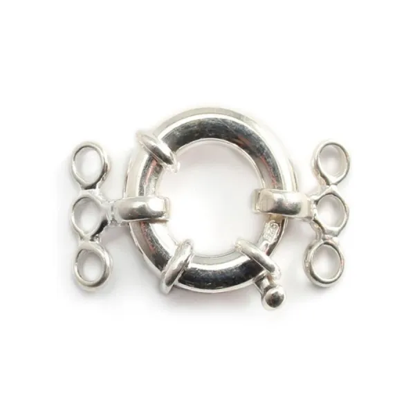Argent 925 Fermoir bouée 15mm 3 Rangs x 1pc