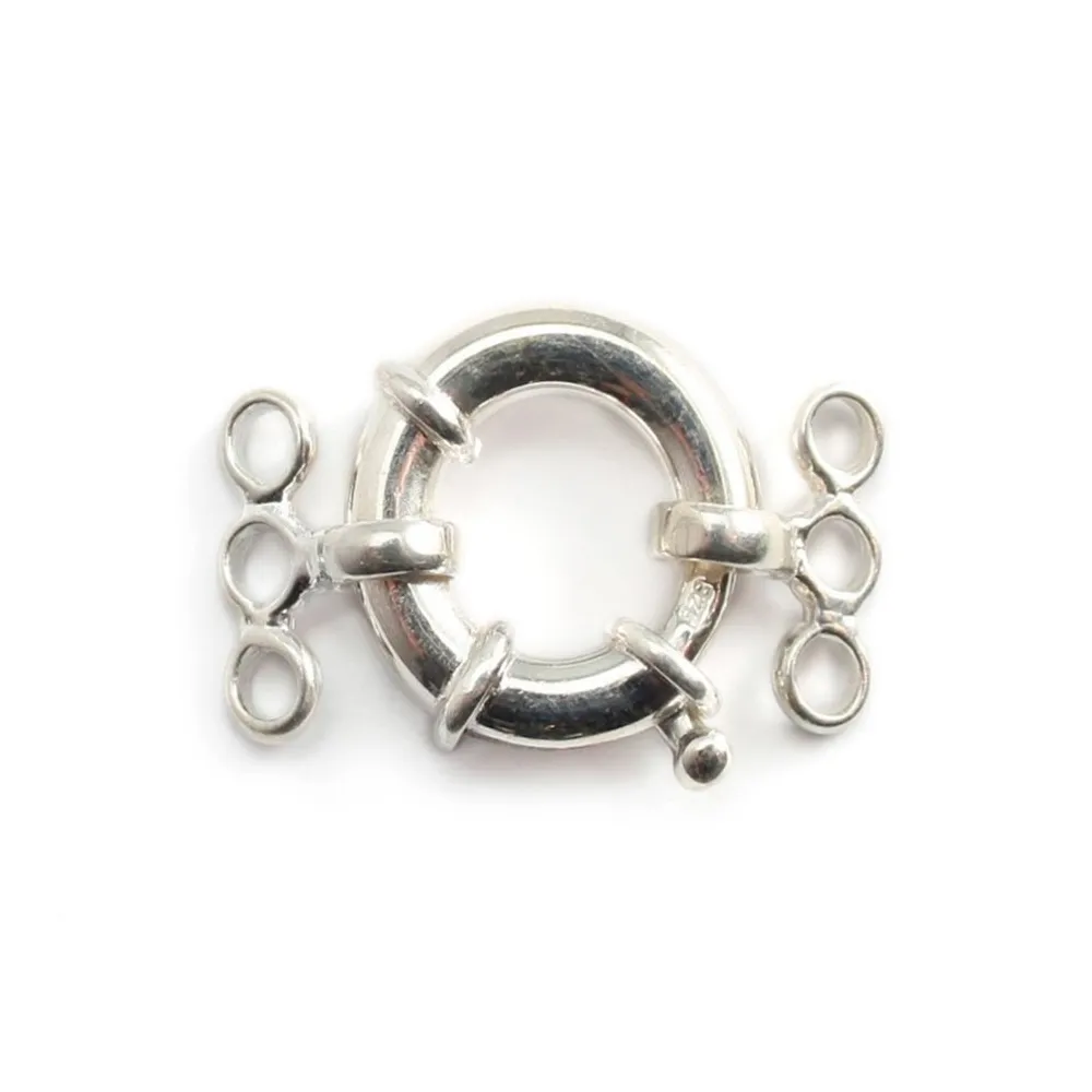 Argent 925 Fermoir bouée 15mm 3 Rangs x 1pc