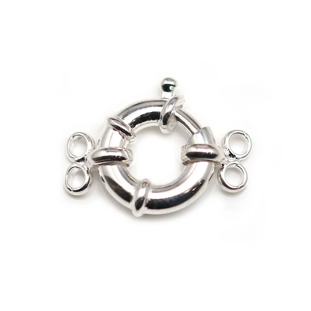 Argent 925 Fermoir bouée 14mm 2 Rangs x 1pc