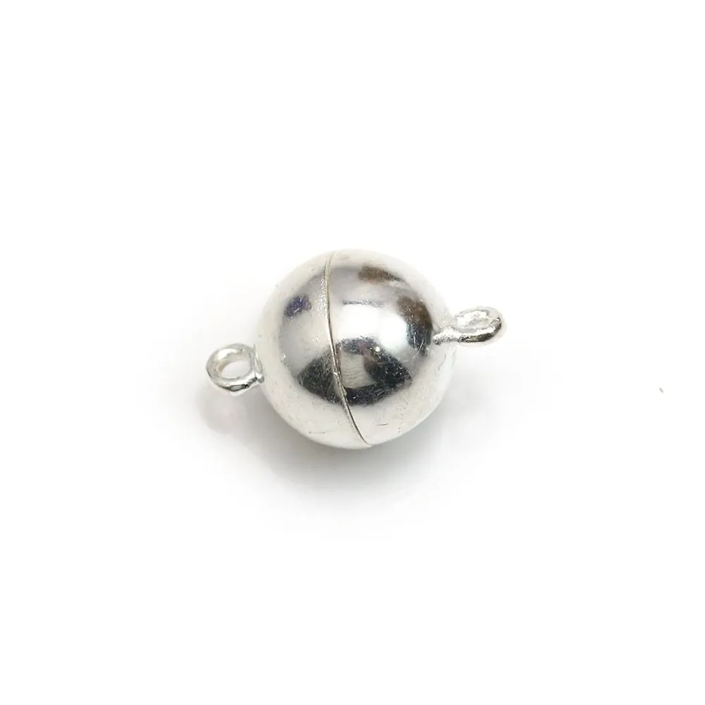 Fermoir aimanté, de forme ronde, en argent 925, mesurant 10mm x 1pc
