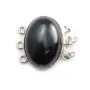 Fermoir 3R en cabochon Pierre 13x18mm agate noir x 1pc