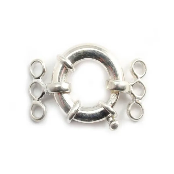 Argent 925 Fermoir bouée 15mm 3 Rangs x 1pc