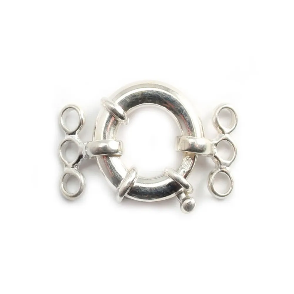 Silver 925 Fermoir bouée 15mm 3 rangs x 1pc