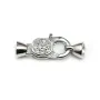 Fermoir mousqueton avec zircons, Argent 925 9x21mm x 1pc 