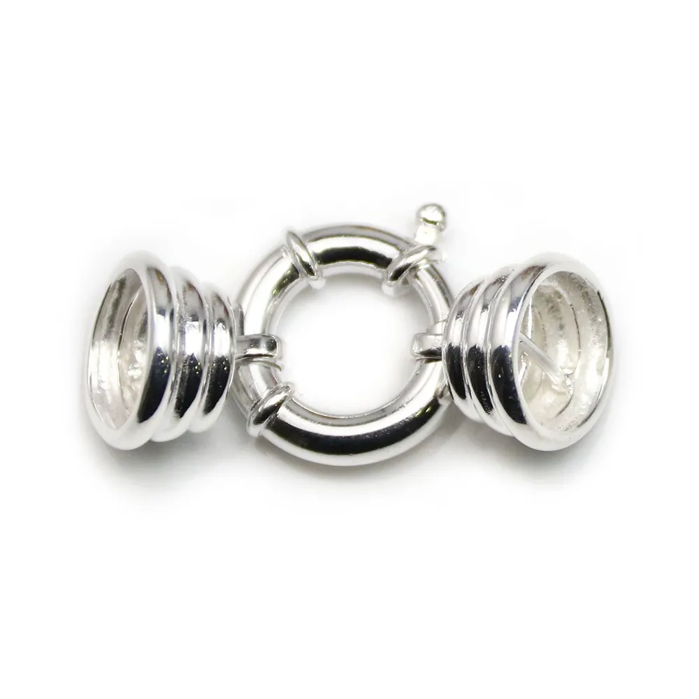 Argent 925 Fermoir  bouée à ressort 18x35mm embout 15mm x 1pc  