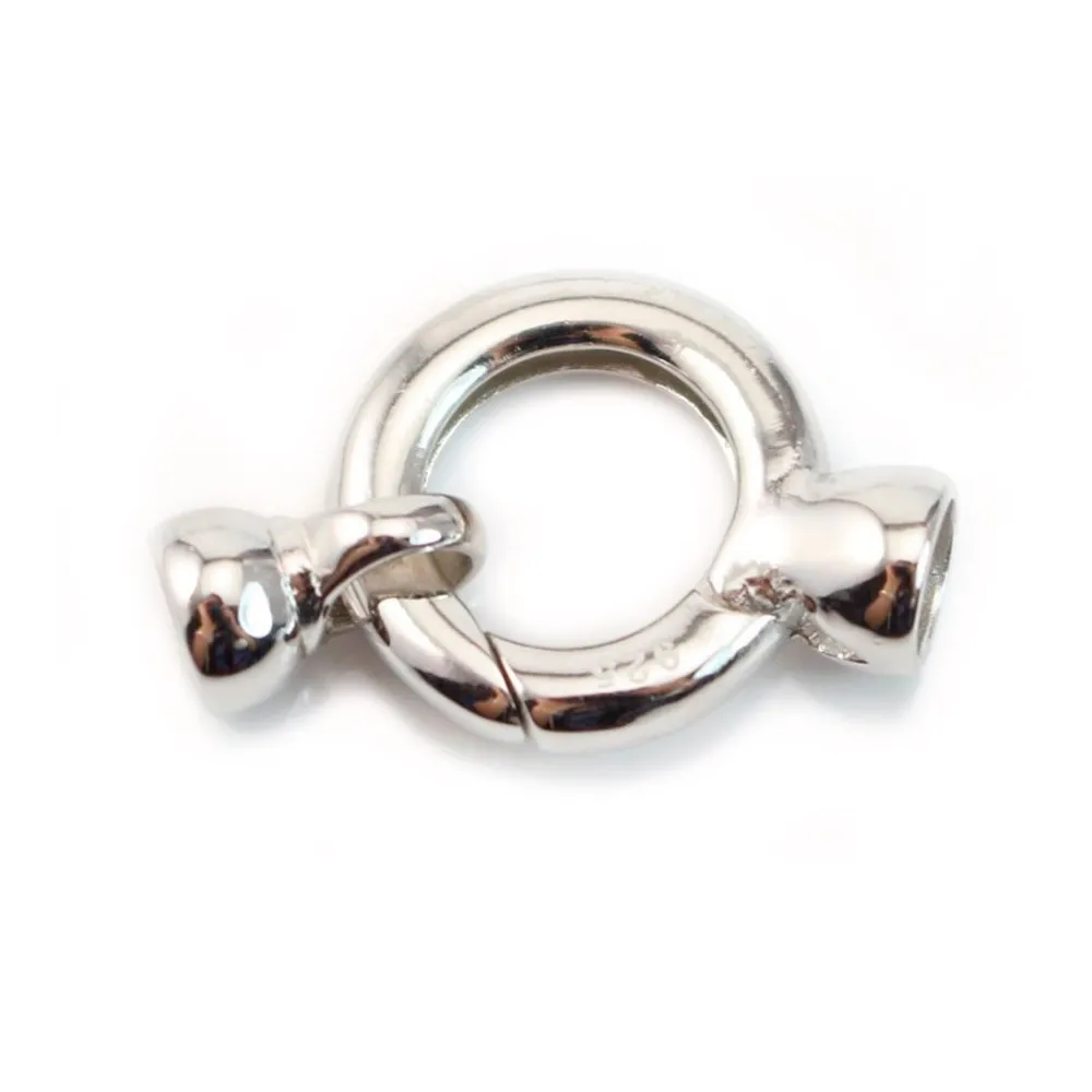 Fermoir à ressort bouée, Argent 925 16x24mm avec embout  6.5mm x 1pc  