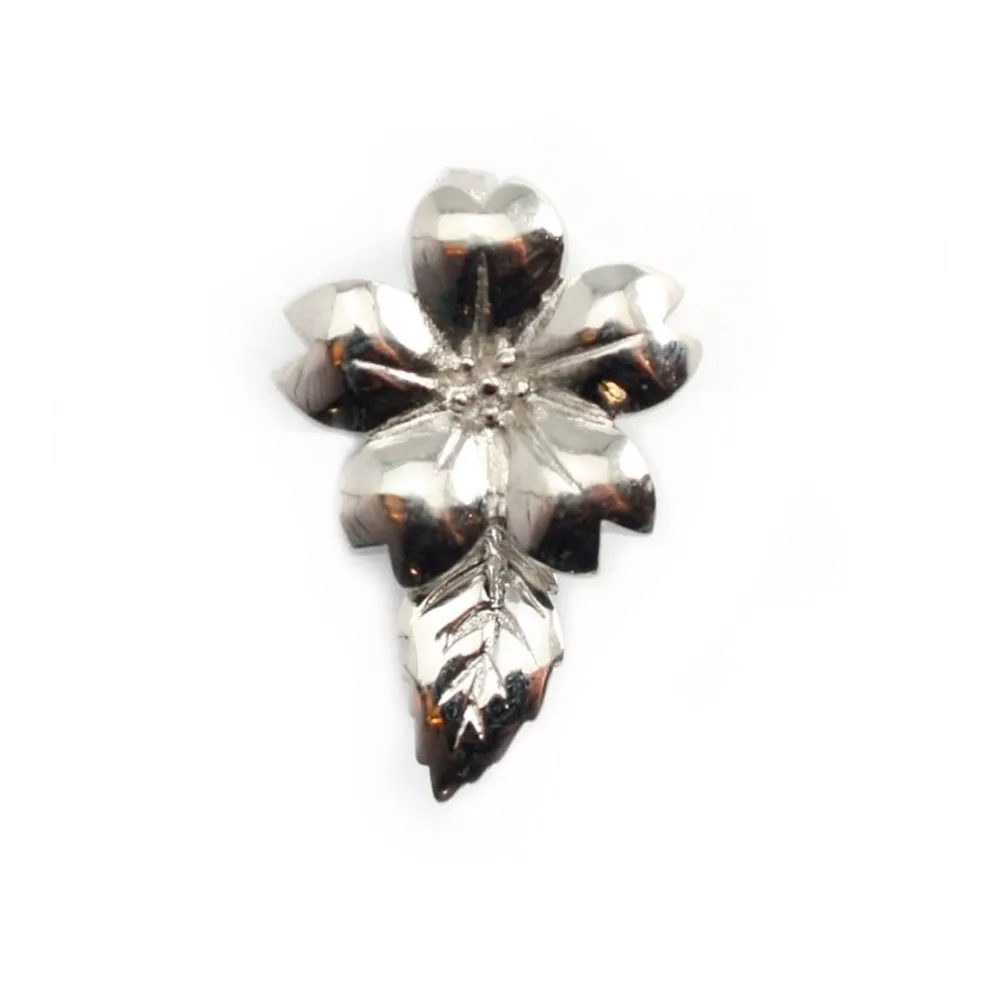 Argent 925 rhodié Fermoir en fleur 20 mm x 1pc