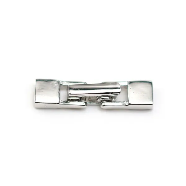 Fermoir crochet en argent 925 rhodié, 5x19mm, pour fil de cuir, 1.3x3mm x 1pc